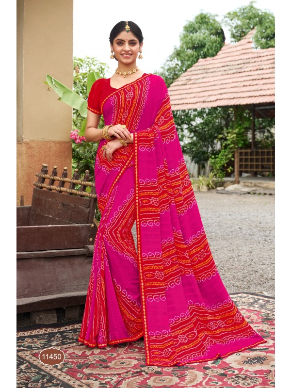 Pink Color in Georgette Casual Wear Saree 
