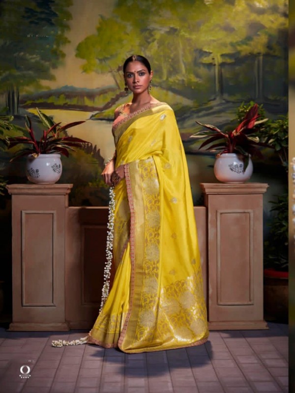 Dola Silk Party Wear Saree In Yellow Color WIth Embroidery Work 