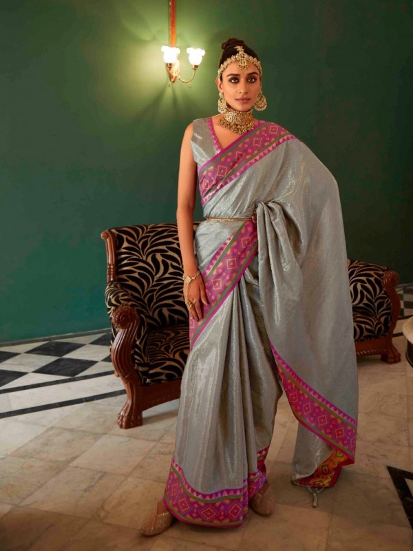  Kanchivaram  Silk Party Wear Saree Grey Color 