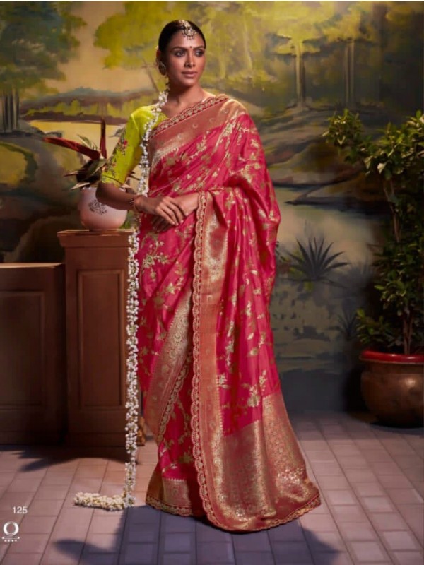 Dola Silk Party Wear Saree In Pink Color WIth Embroidery Work 