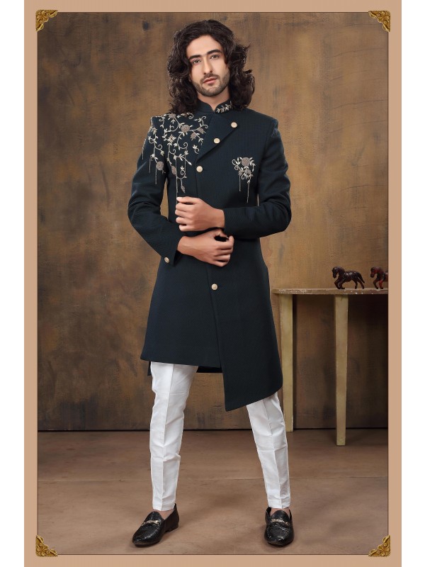 Heavy Imported Silk IndoWestern Ready Made Dress in Multi  With Embordiery Work 