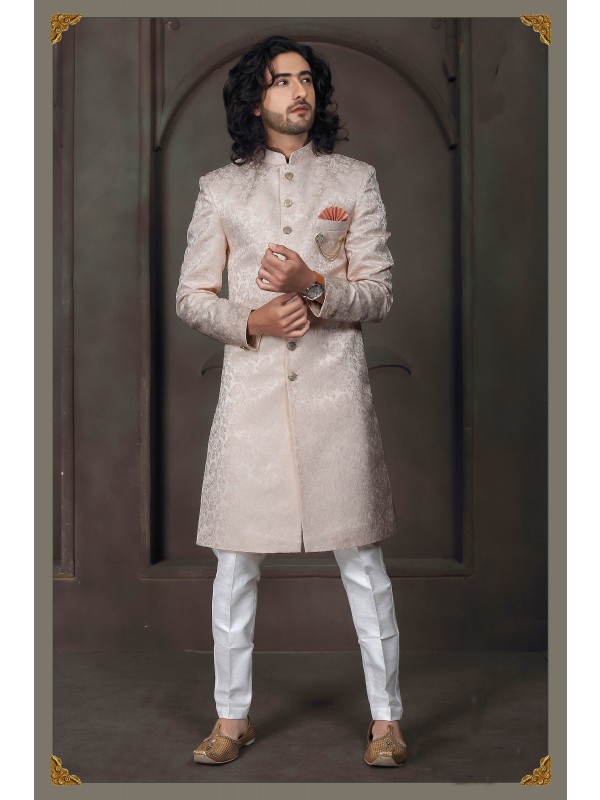 Heavy Imported Silk IndoWestern Ready Made Dress in Cream 