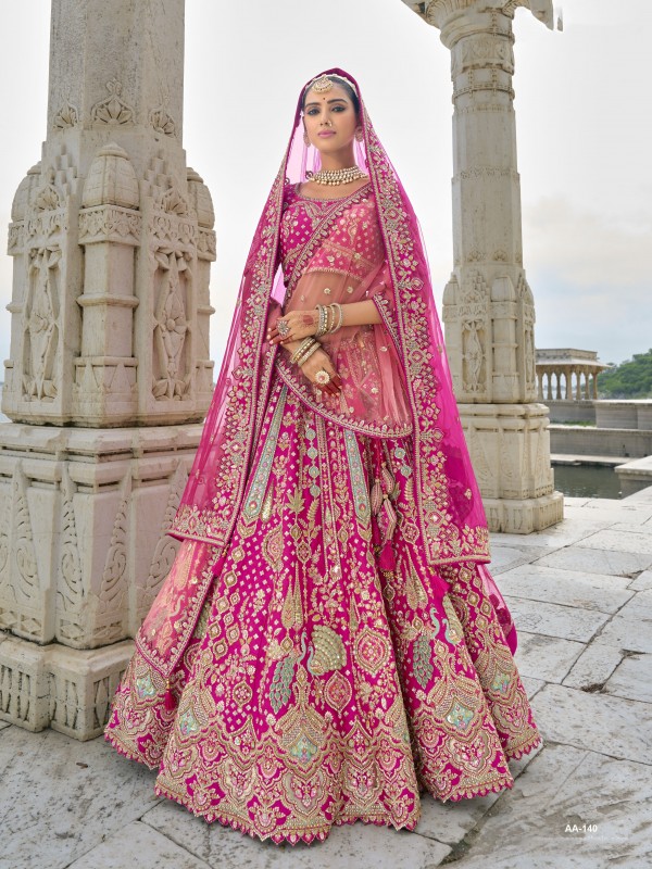 Pure Silk Bridal Lehenga in Pink Color With Embroidery work