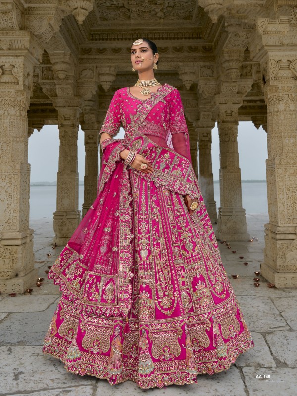 Pure Silk Bridal Lehenga in Pink Color With Embroidery work