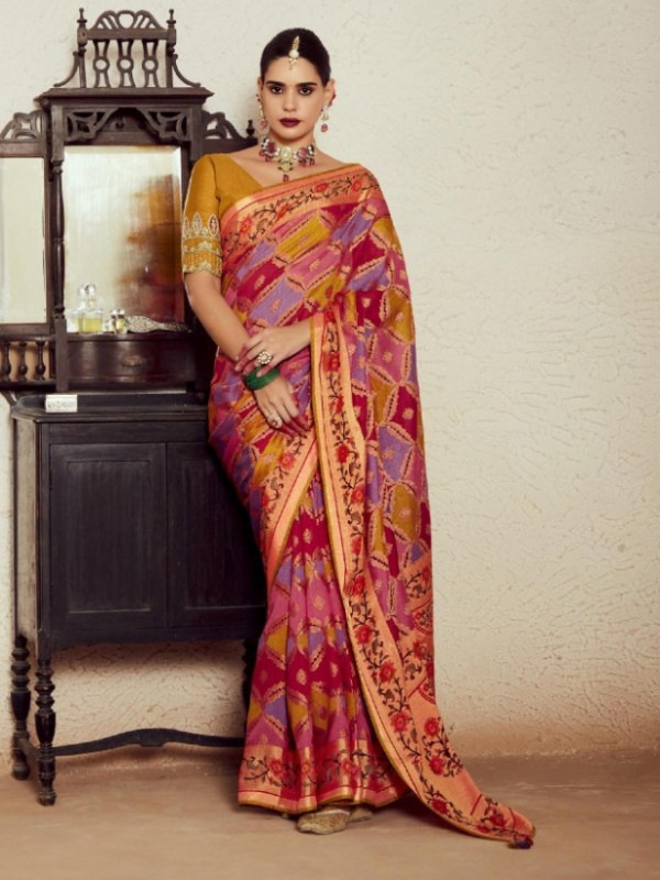 Pure Silk Saree In Multi Color With Embroidery  Work