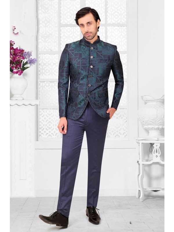 Readymade Men's Wear Jodhpuri Top in Blue Color 