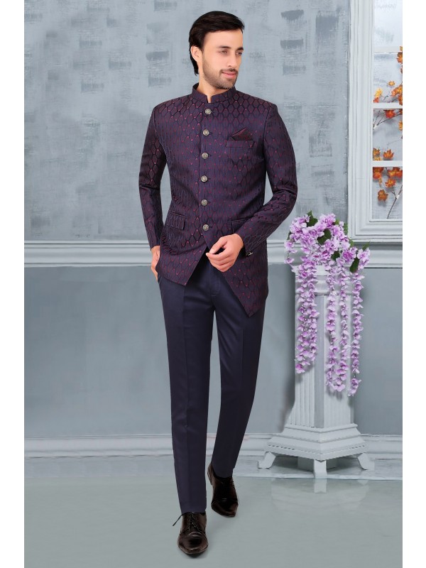 Readymade Men's Wear Jodhpuri Top in Blue & Wine Color 