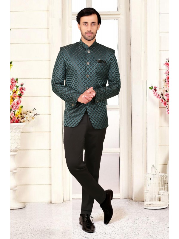 Readymade Men's Wear Jodhpuri Top in Green Color 