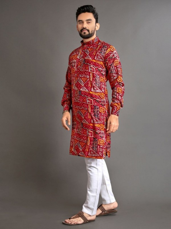 Jacquard Silk Readymade Kurta in Multi Color 
