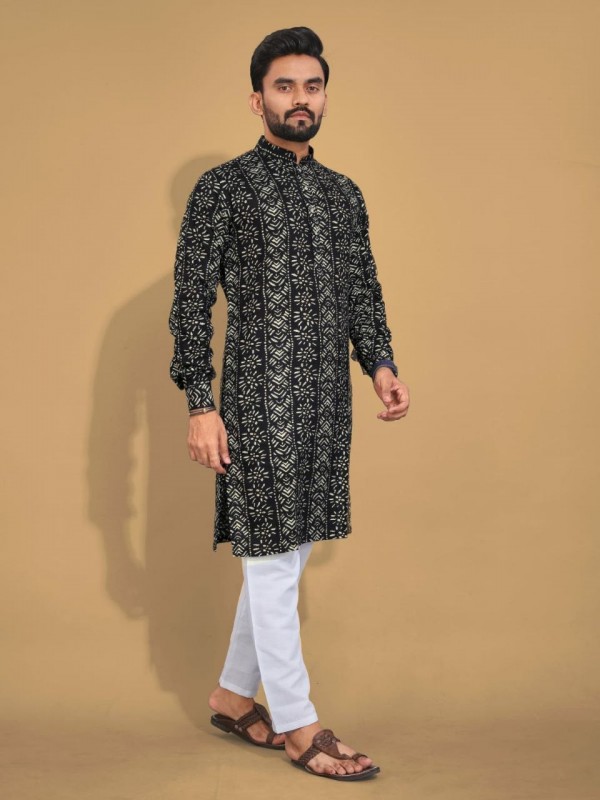 Jacquard Silk Readymade Kurta in Multi Color 