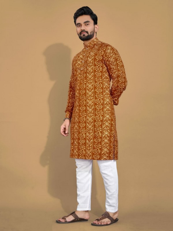 Jacquard Silk Readymade Kurta in Multi Color 