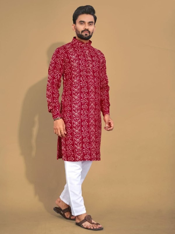 Jacquard Silk Readymade Kurta in Multi Color 