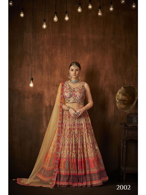 Heavy Georgette Fabrics Party Wear Lehenga in Multi Color With Embroidery  