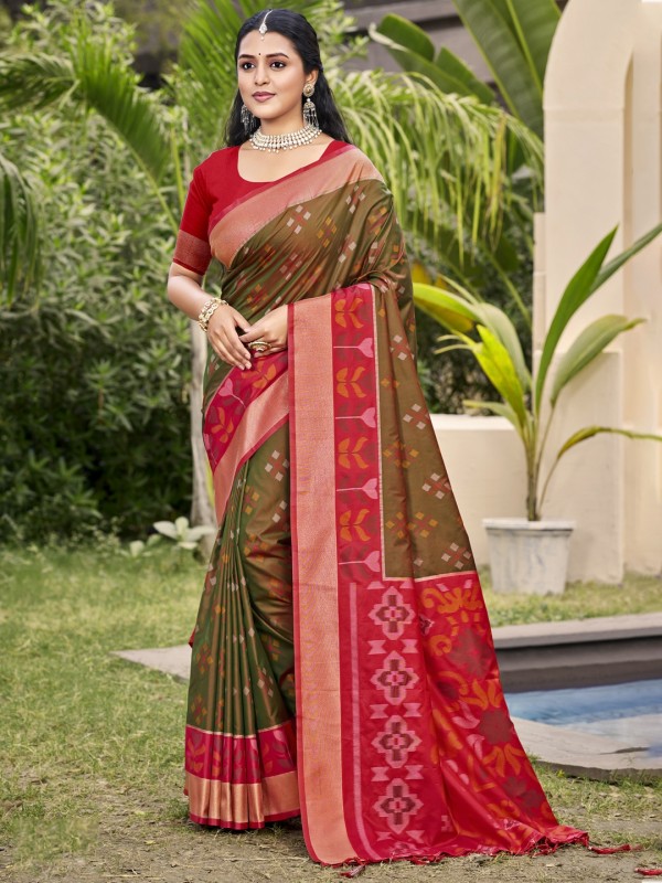 Banarasi Silk Party Wear Saree In Red Color