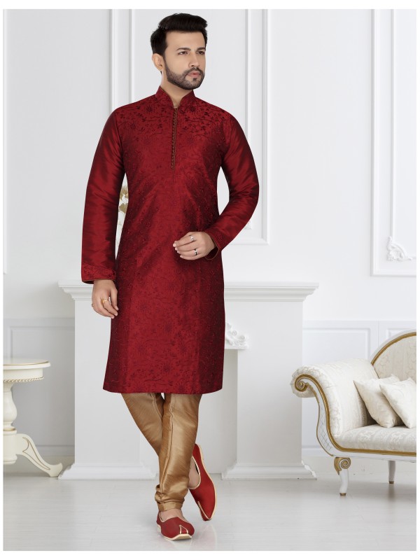 Heritage Silk Readymade Kurta in Yellow