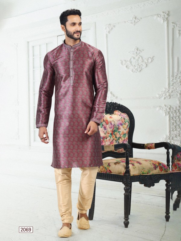 Banarasi Silk Readymade Kurta in Pink Color With Digital Print 