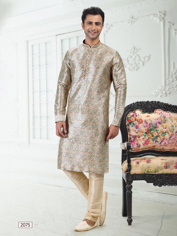 Banarasi Silk Readymade Kurta in Pista Green Color With Digital Print 