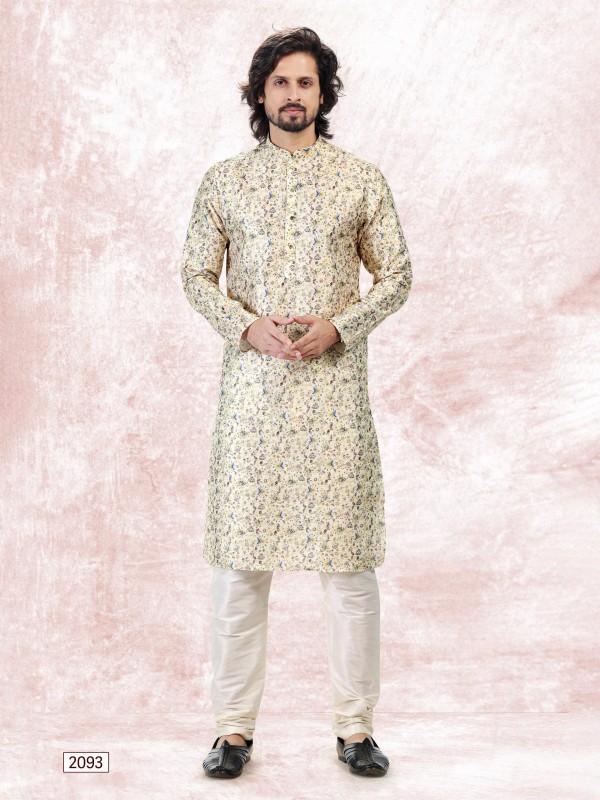 Jaquard Banarasi Silk Readymade Kurta in Yellow Color 