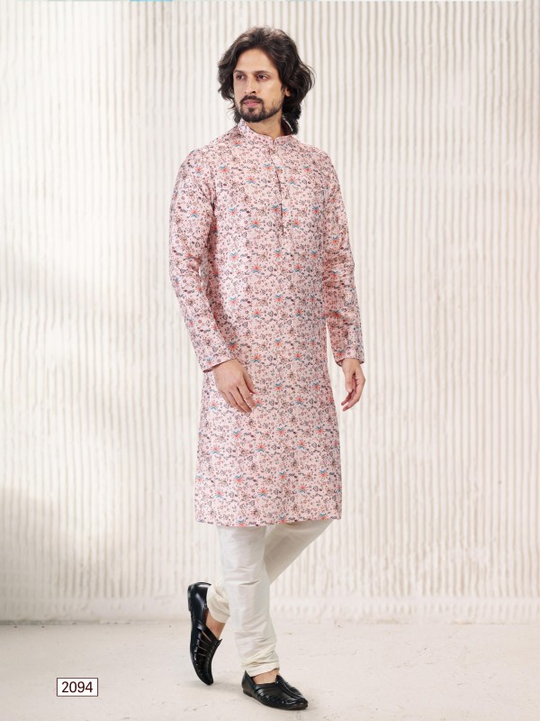 Jaquard Banarasi Silk Readymade Kurta in Peach Color 
