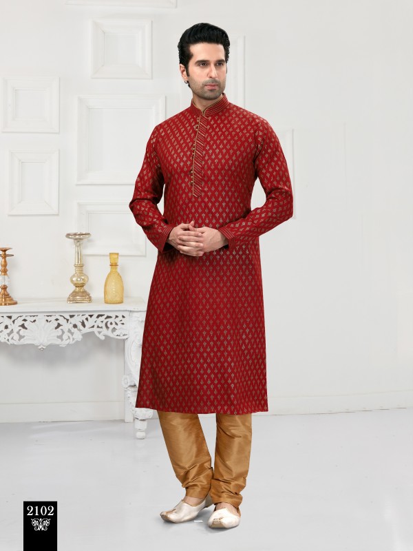 Cotton Silk Printed Readymade Kurta set in Maroon