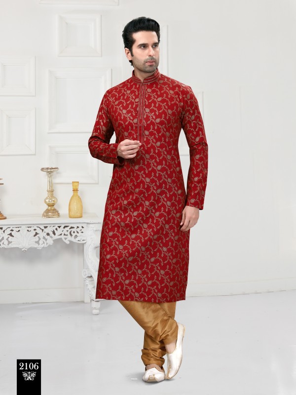 Cotton Silk Printed Readymade Kurta set in Maroon