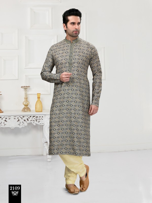 Cotton Silk Printed Readymade Kurta set in Multicolor
