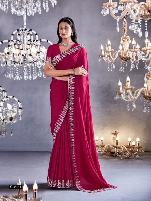  Pure Silk Saree In Pink Color With Stone  Work