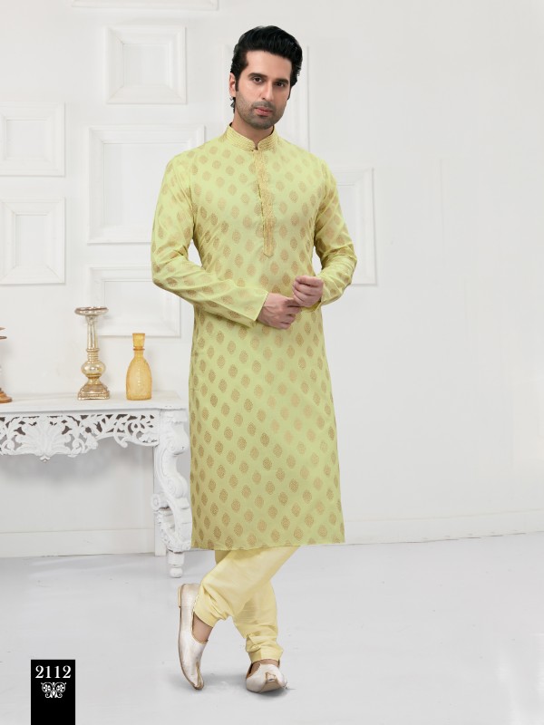 Cotton Silk Printed Readymade Kurta set in Light Pista