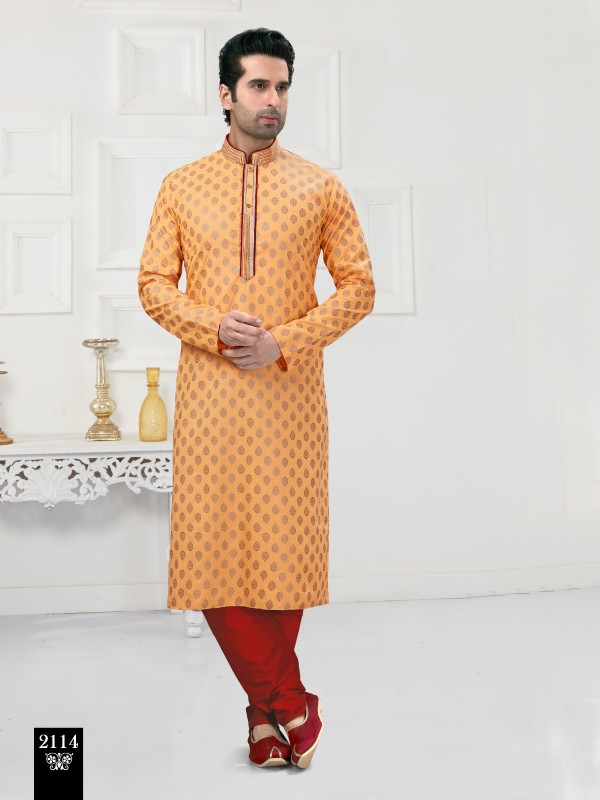 Cotton Silk Printed Readymade Kurta set in Peach