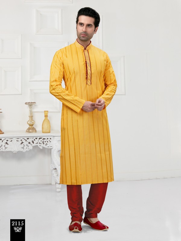 Cotton Silk Printed Readymade Kurta set in Yellow