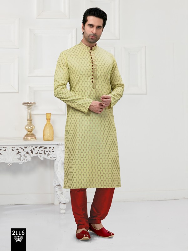 Cotton Silk Printed Readymade Kurta set in Light Pista