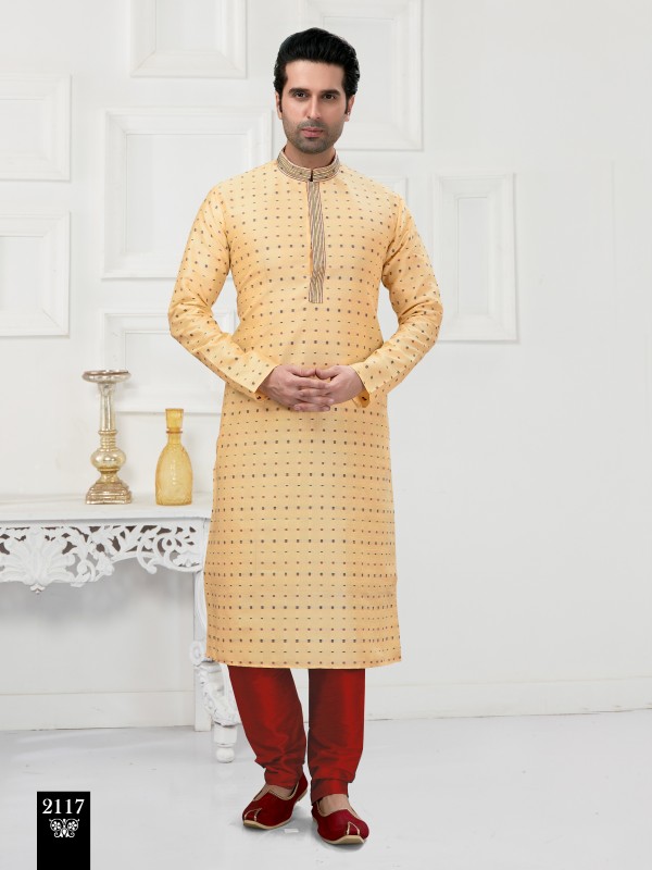 Cotton Silk Printed Readymade Kurta set in Golden With Multi