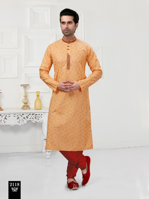 Cotton Silk Printed Readymade Kurta set in Peach