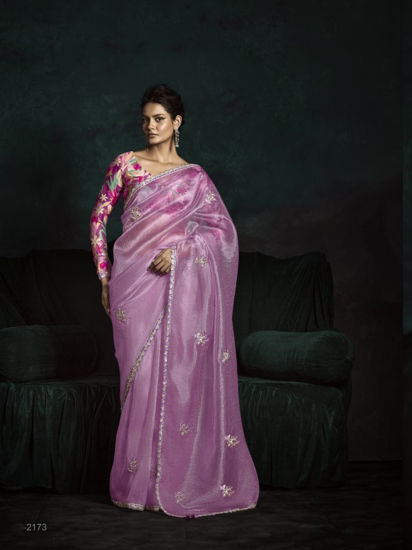 Fancy Silk Party wear Saree Pink Color with Embroidery Work
