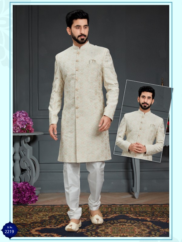 Heavy Imported Jacquard Silk IndoWestern Ready Made Dress in Dusty Pista