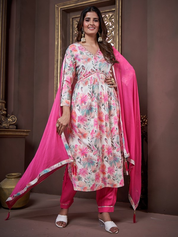 Heavy Rayon Party Wear Alia Salwar Suit in Multi Color 
