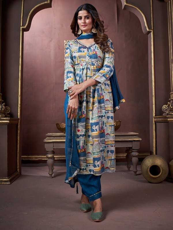 Heavy Rayon Party Wear Alia Salwar Suit in Multi Color 