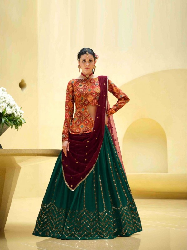 Silk Party Wear Wear Lehenga In Multicolor  With Embroidery Work 