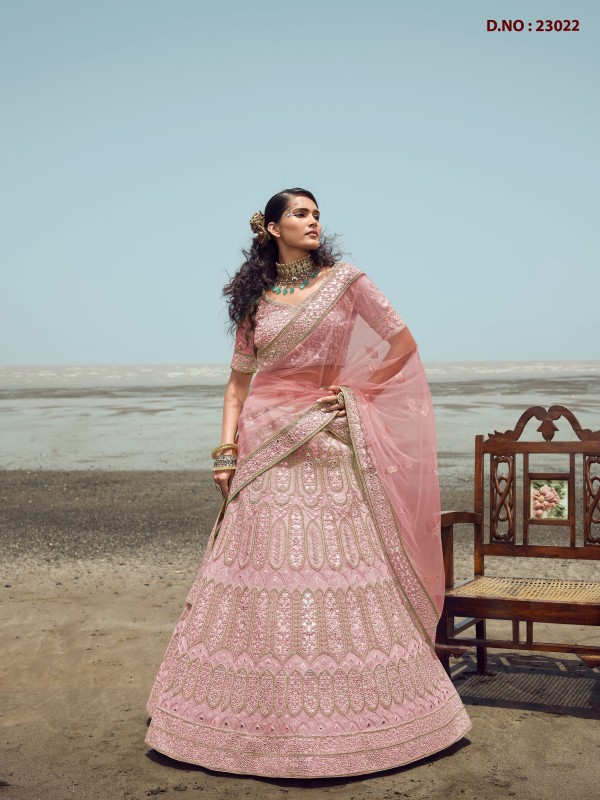 Pure Organza  Fabrics Party Wear Lehenga in Pink Color With Embroidery  