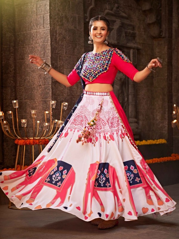 Viscose Reyon Traditional Wear Lehenga In White Color With Embroidery Work
