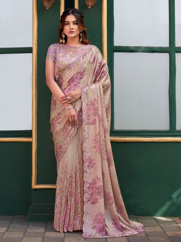 Gucci Velvet Party wear Saree In Multi Color with Hand Work 