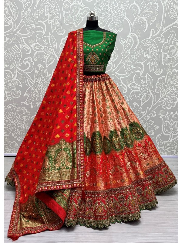 Pure Banarasi Silk  Party  Wear Lehenga In Multi Color 