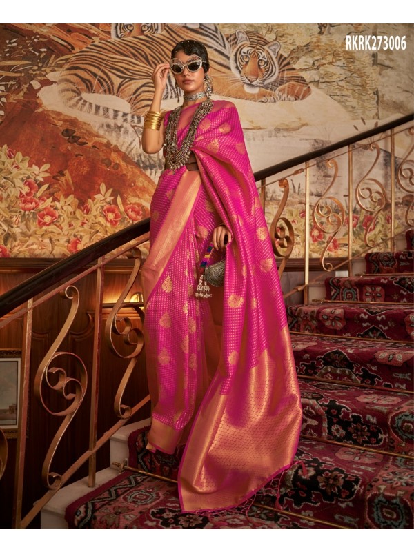 Nylon Chinon Party Wear Saree In Pink Color 