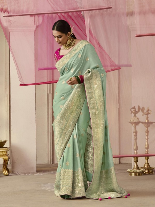 Pure Dola Silk Party wear Saree In Pink Color 