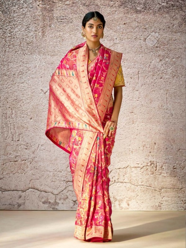 Pure Banarasi Silk Party wear Saree Pink Color 