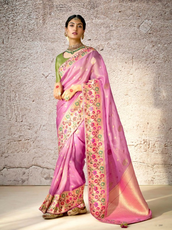 Pure Banarasi Silk Party wear Saree Pink Color 