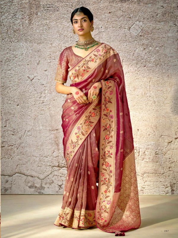 Pure Banarasi Silk Party wear Saree Brown Color 
