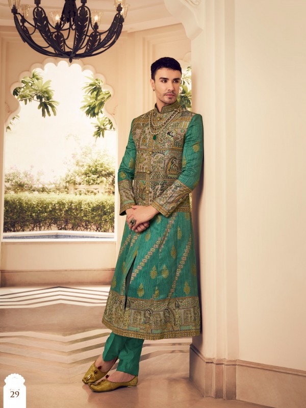 Pure Silk Readymade Kids Indowestern in Multi Color Embroidery work 