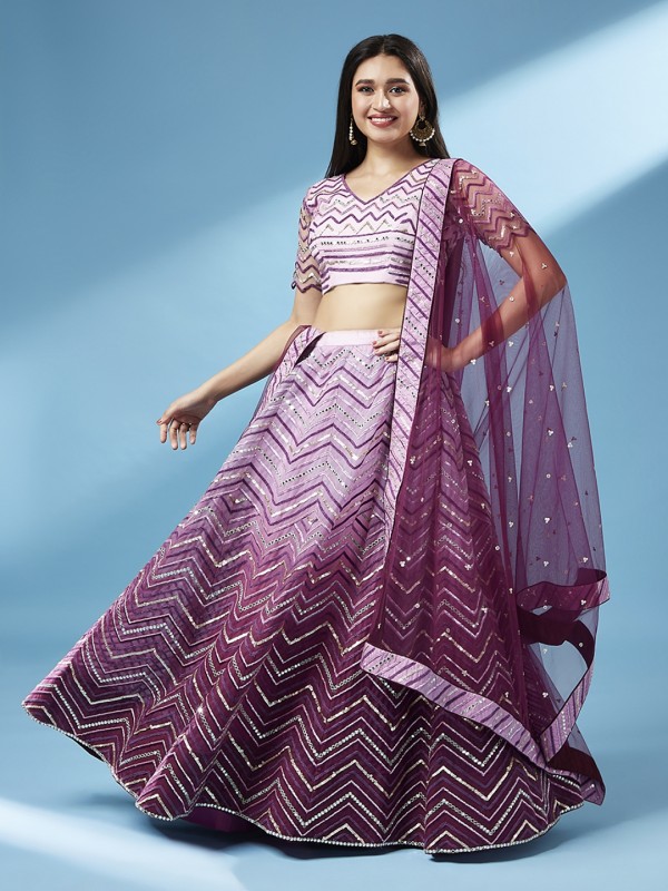 Soft Premium Net Party Wear Wear Lehenga In Lavender Color With Embroidery Work 