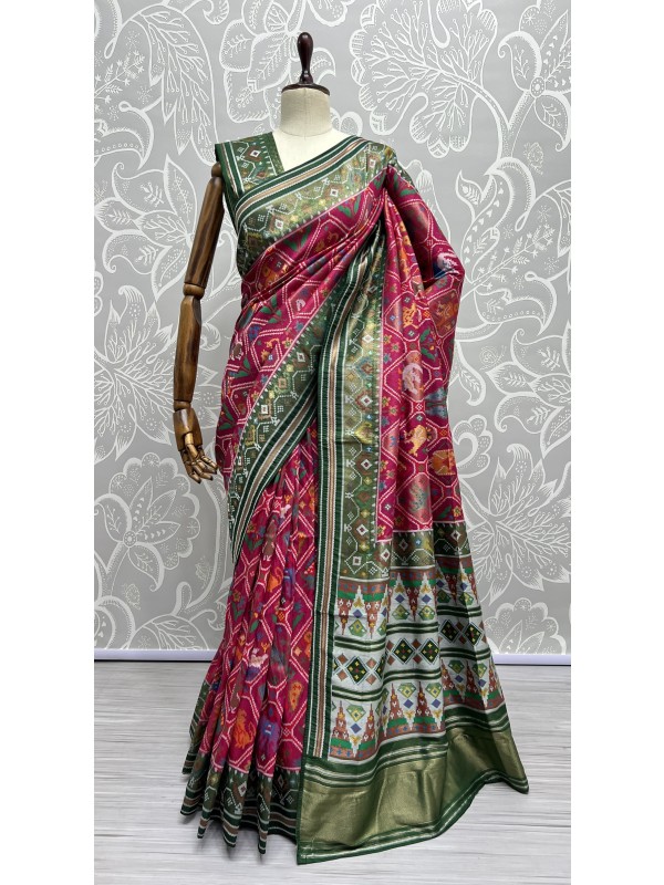Pure Patloa Silk Party Wear Saree In Red Color 